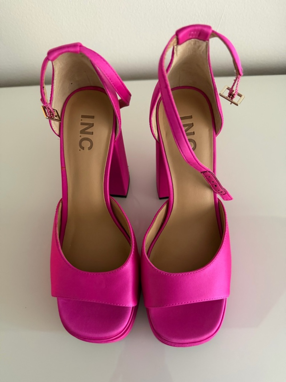 INC International Concepts Hot Pink Block Heel Ankle-Strap Sandals